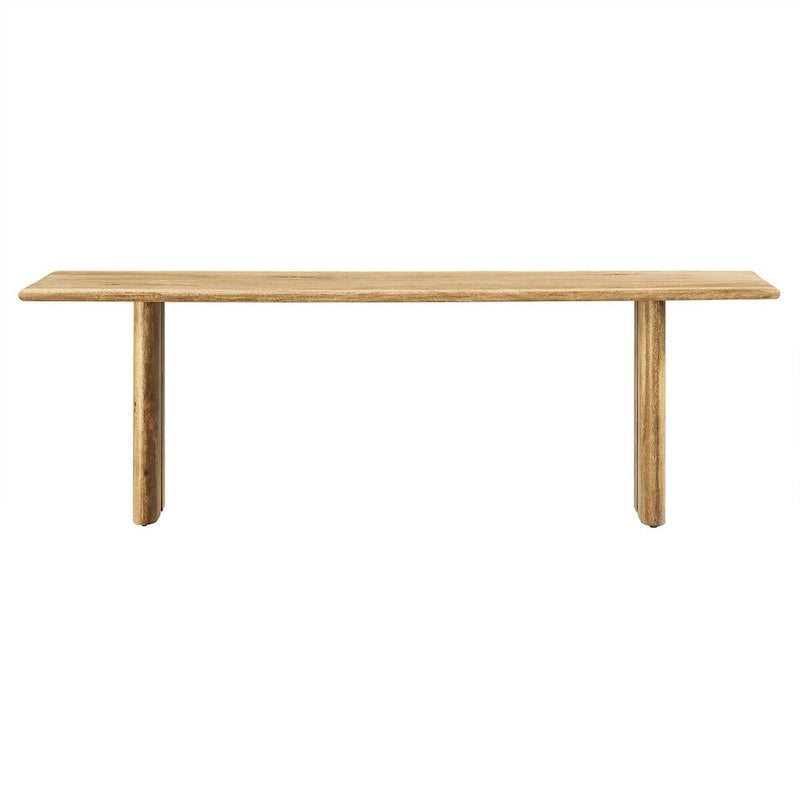 58-Inch Solid Mango Wood Dining Bench with Non-Marking Foot Pads