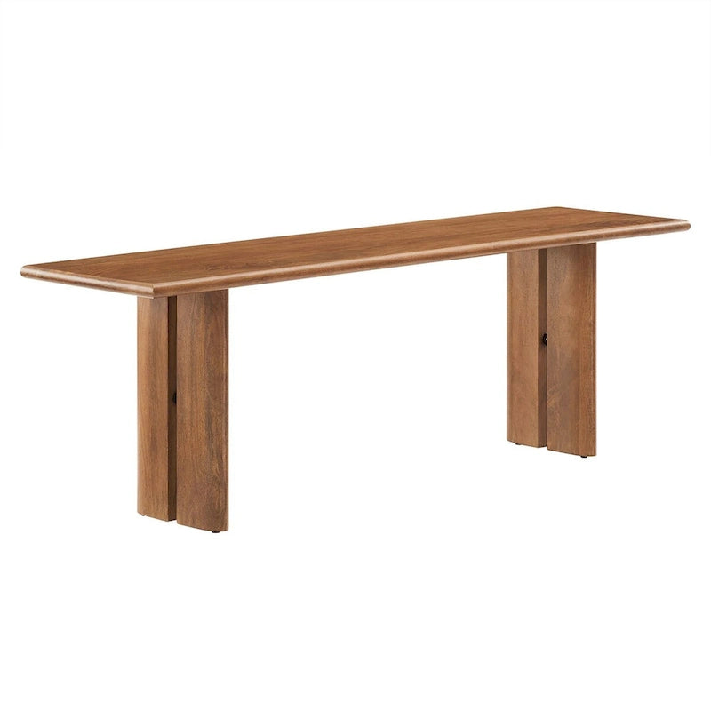 58-Inch Solid Mango Wood Dining Bench with Non-Marking Foot Pads