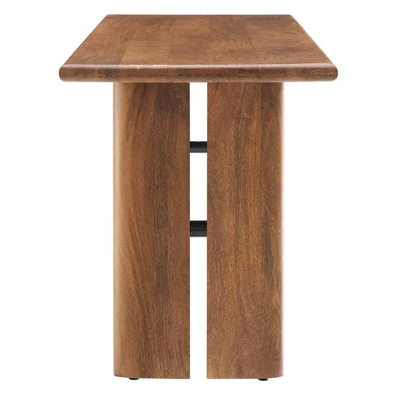 58-Inch Solid Mango Wood Dining Bench with Non-Marking Foot Pads