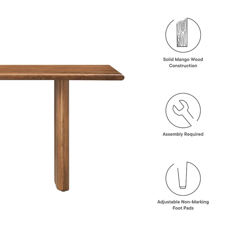 58-Inch Solid Mango Wood Dining Bench with Non-Marking Foot Pads