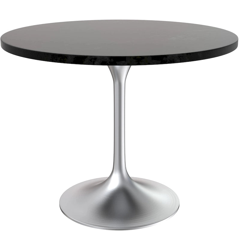 36-Inch Round Dining Table with MDF Top and Brushed Chrome Base