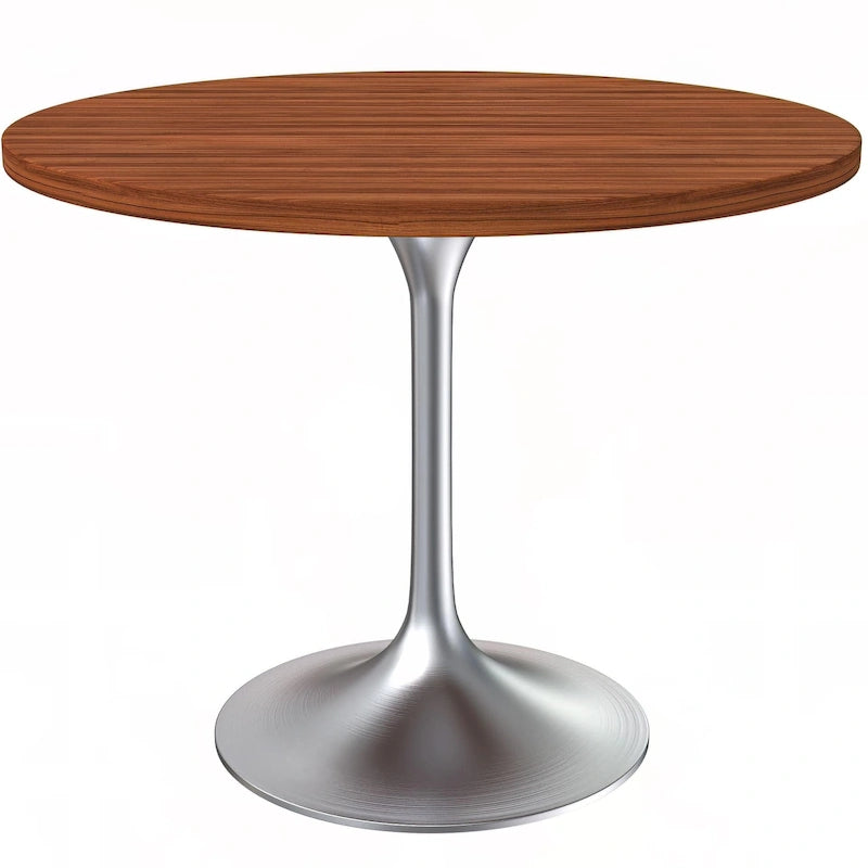 36-Inch Round Dining Table with MDF Top and Brushed Chrome Base