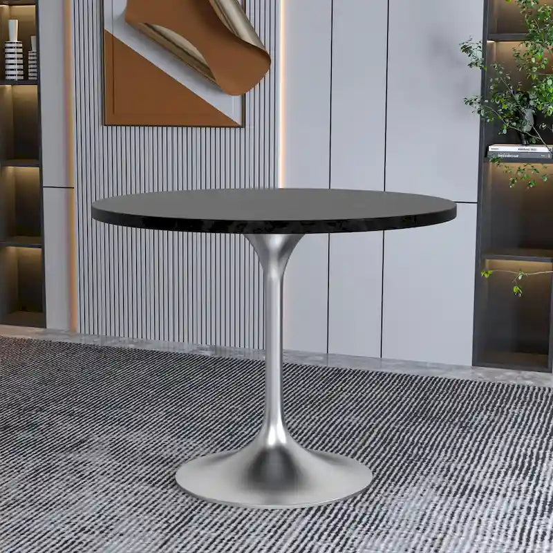 36-Inch Round Dining Table with MDF Top and Brushed Chrome Base