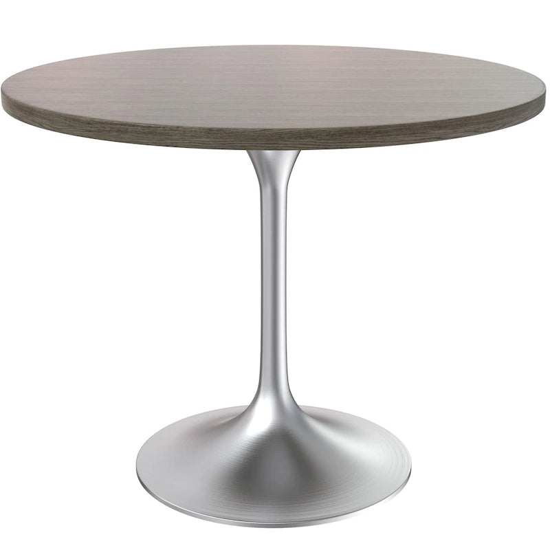 36-Inch Round Dining Table with MDF Top and Brushed Chrome Base