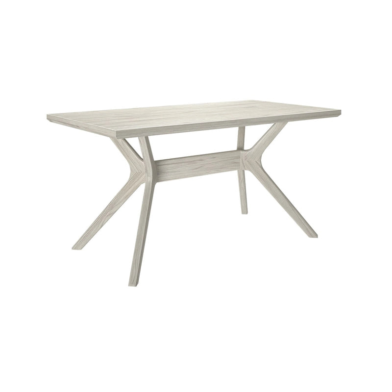 60-Inch Solid Pine Rectangular Dining Table with Cross-Leg Rubberwood Base
