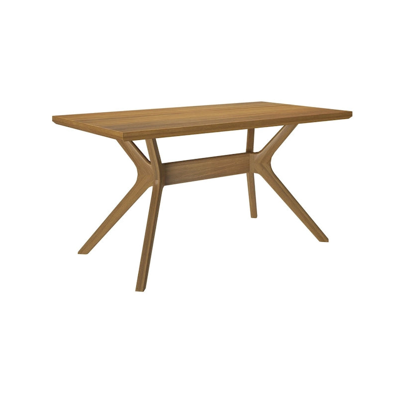 60-Inch Solid Pine Rectangular Dining Table with Cross-Leg Rubberwood Base