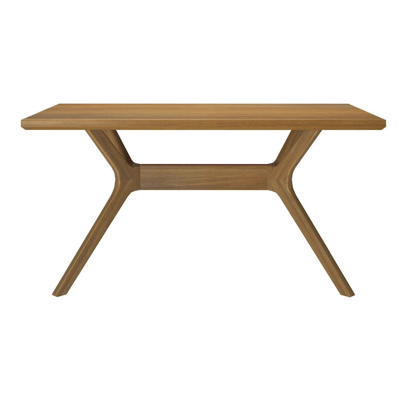 60-Inch Solid Pine Rectangular Dining Table with Cross-Leg Rubberwood Base