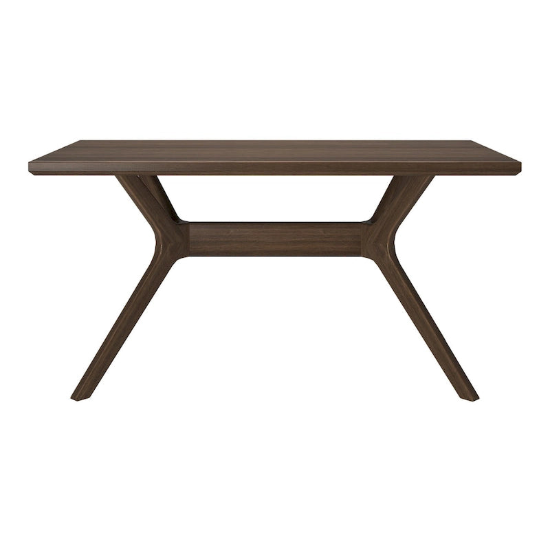 60-Inch Solid Pine Rectangular Dining Table with Cross-Leg Rubberwood Base