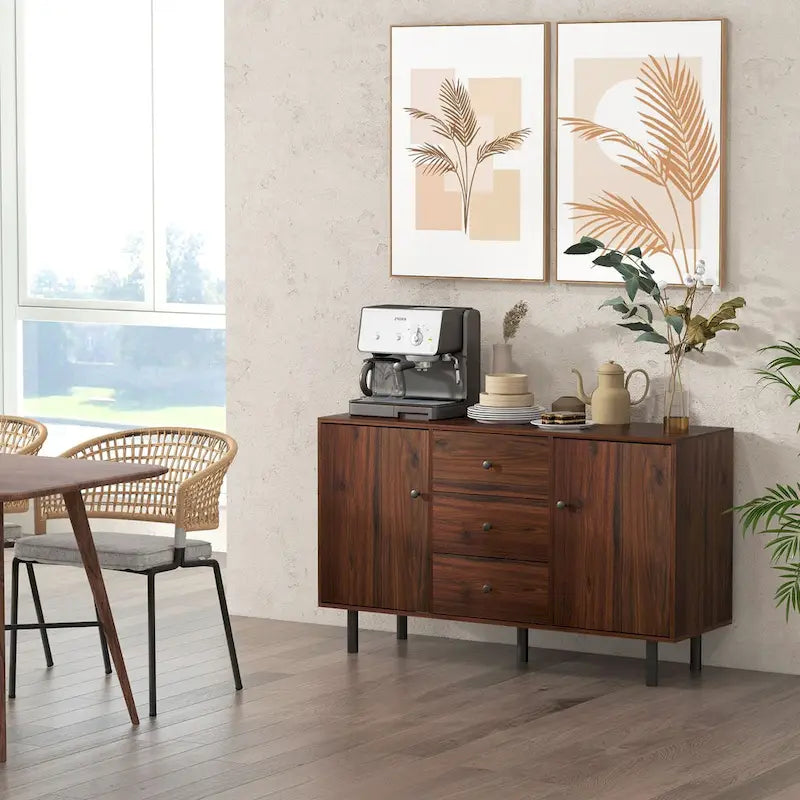Sideboard with 2 Cupboards, 3 Drawers and Adjustable Shelves
