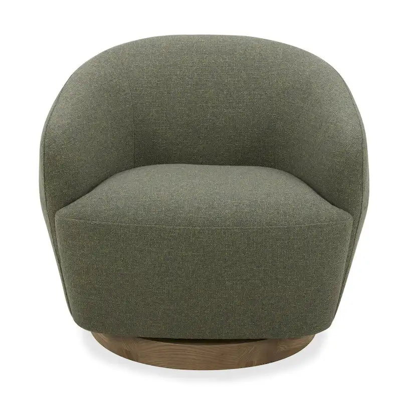 Modern Hemp Fabric Swivel Accent Chair with Wood Base