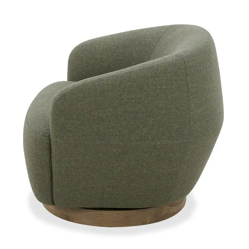 Modern Hemp Fabric Swivel Accent Chair with Wood Base