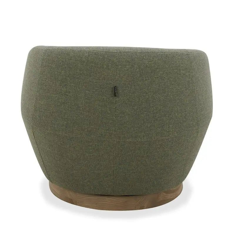 Modern Hemp Fabric Swivel Accent Chair with Wood Base