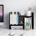 Natural Wood Desktop Organizer Shelf with Adjustable Storage