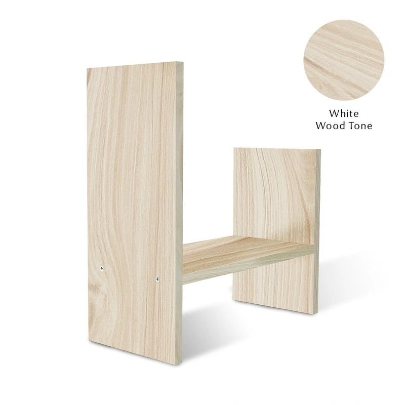 Natural Wood Desktop Organizer Shelf with Adjustable Storage