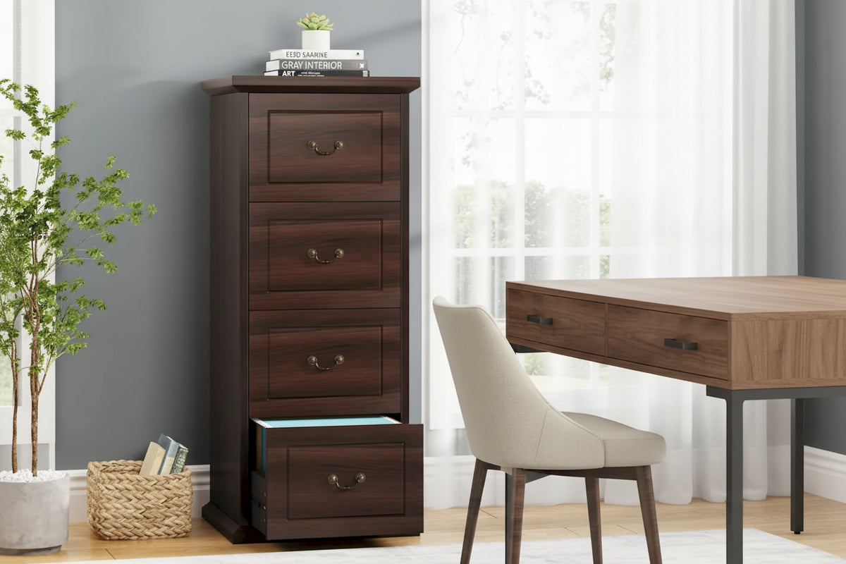 51-Inch Tall 4-Drawer File Cabinet, Wood Vertical Filing Cabinet for A4 /Letter Size