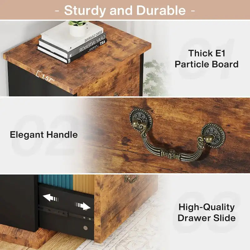 51-Inch Tall 4-Drawer File Cabinet, Wood Vertical Filing Cabinet for A4 /Letter Size