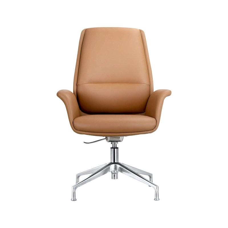Modern Faux Leather Office Chair with Adjustable Height, Swivel, and Aluminum Frame