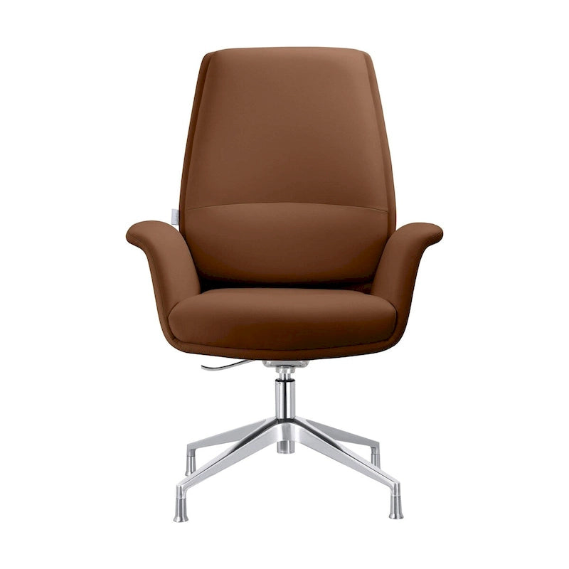 Modern Faux Leather Office Chair with Adjustable Height, Swivel, and Aluminum Frame