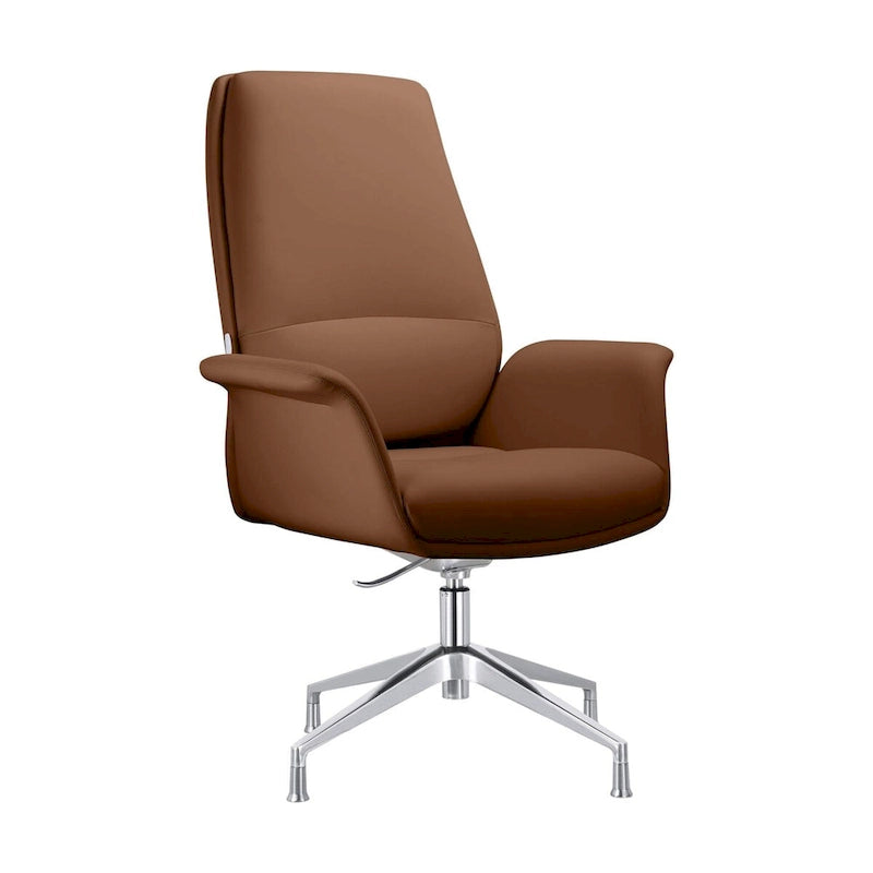 Modern Faux Leather Office Chair with Adjustable Height, Swivel, and Aluminum Frame