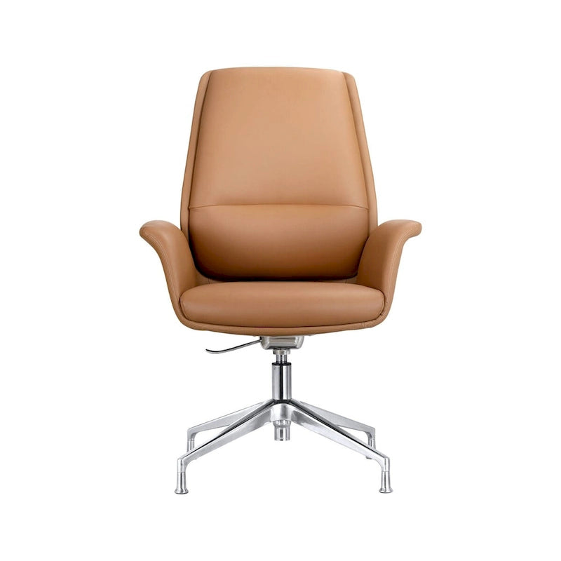 Modern Faux Leather Office Chair with Adjustable Height, Swivel, and Aluminum Frame