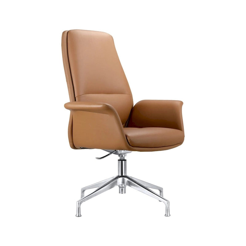 Modern Faux Leather Office Chair with Adjustable Height, Swivel, and Aluminum Frame