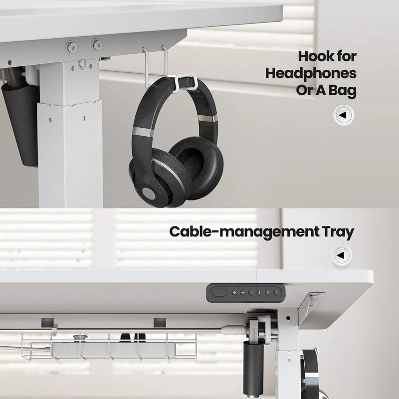 48x24 Inch Electric Height-Adjustable Sit-Stand Desk with Cable Management - 200 lb Capacity