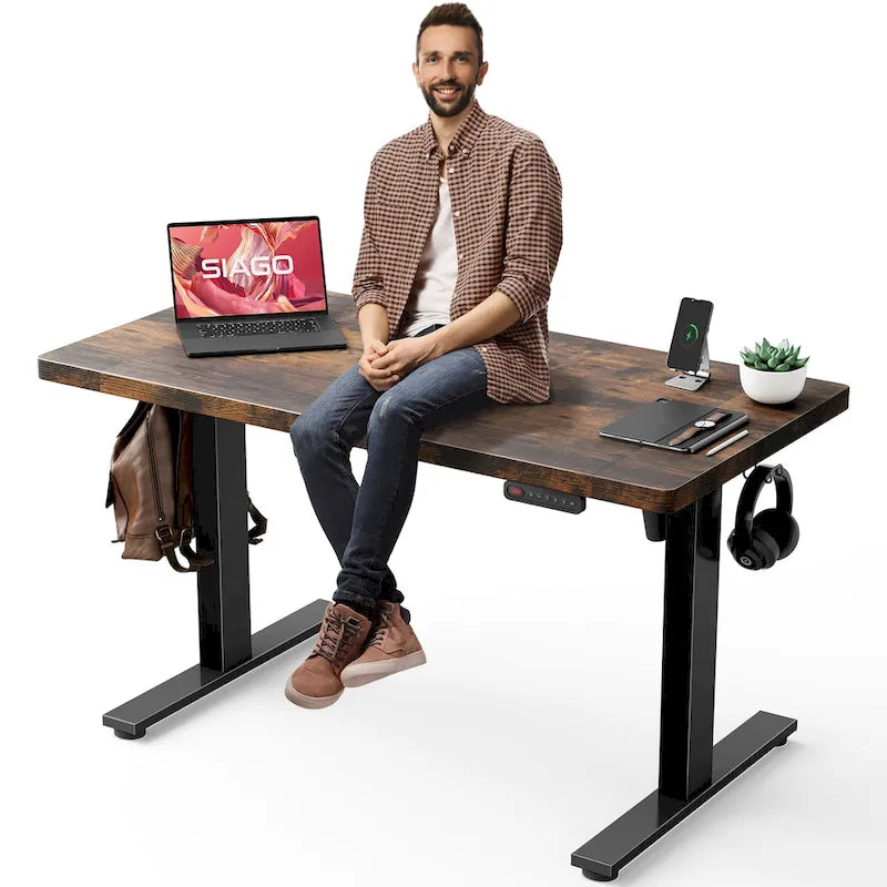 48x24 Inch Electric Height-Adjustable Sit-Stand Desk with Cable Management - 200 lb Capacity