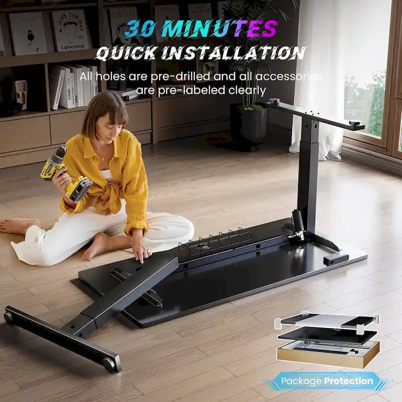 48x24 Inch Electric Height-Adjustable Sit-Stand Desk with Cable Management - 200 lb Capacity