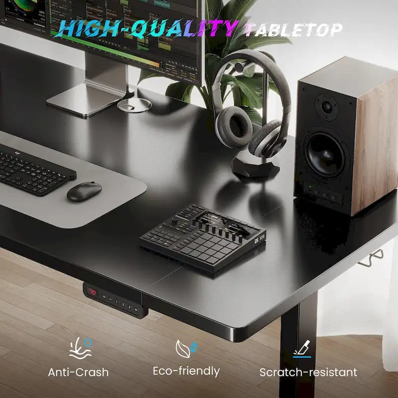 48x24 Inch Electric Height-Adjustable Sit-Stand Desk with Cable Management - 200 lb Capacity