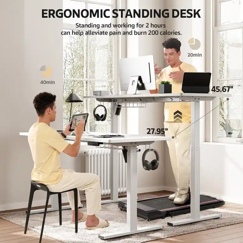 48x24 Inch Electric Height-Adjustable Sit-Stand Desk with Cable Management - 200 lb Capacity