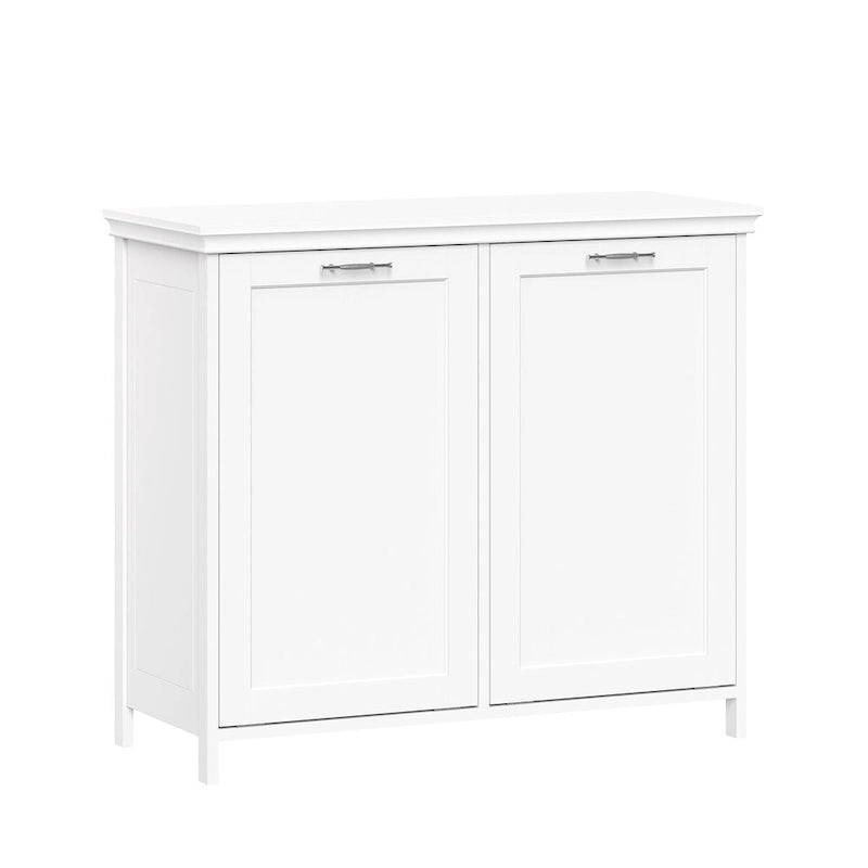 Double Tilt-Out Laundry Hamper Cabinet with Removable Cloth Bags - White